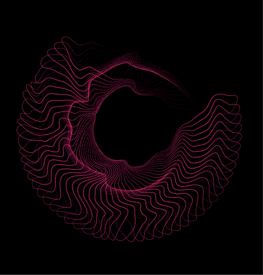 Abstract fuschia shapes on a black background