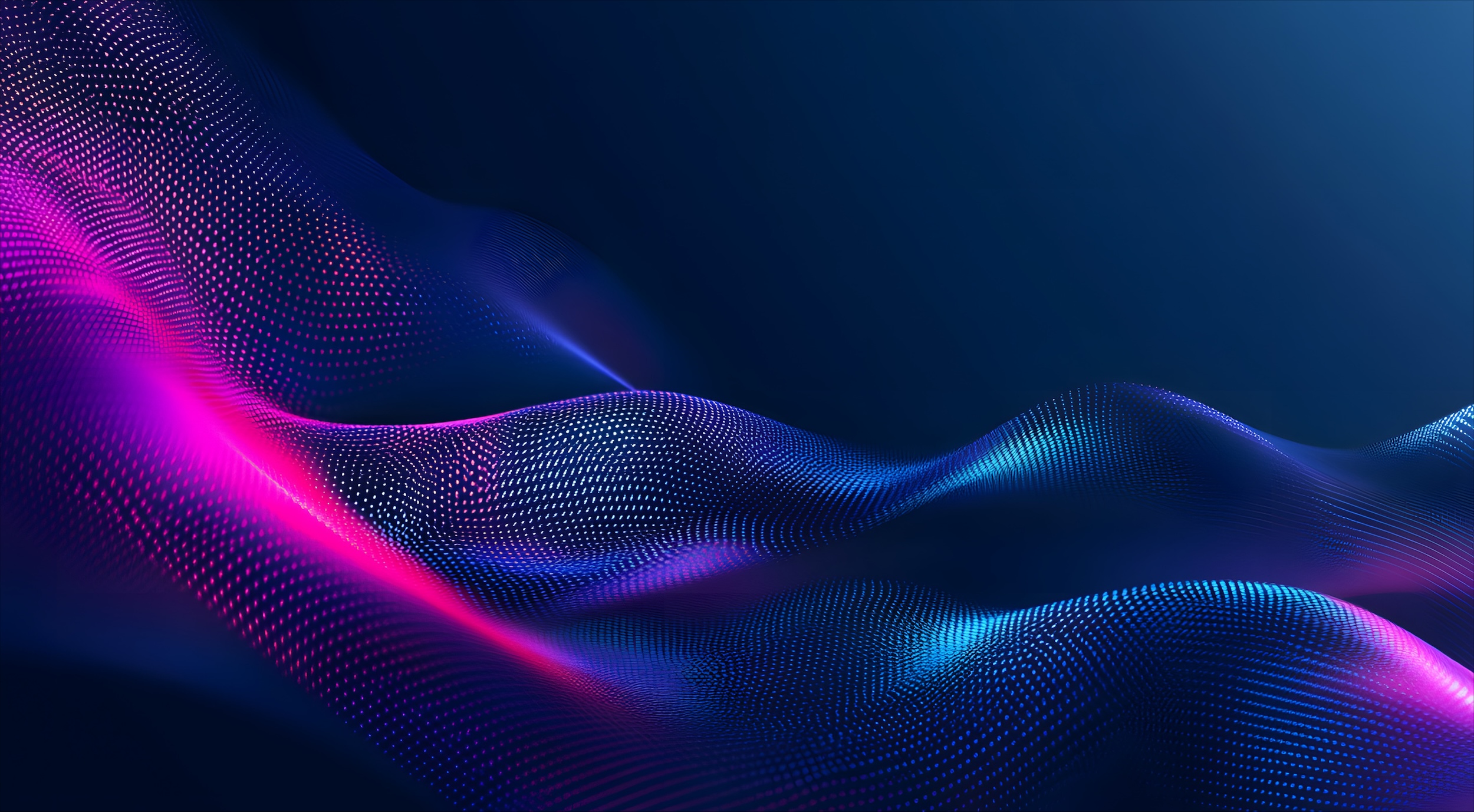 Abstract Blue, Fuschia, and Teal shapes on a dark navy background
