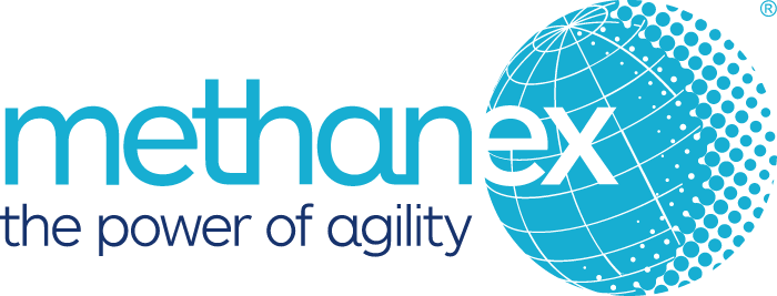 Methanex Logo with tagline the power of agility